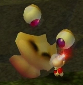 a Spotty Bulbear's face coming through a gate
